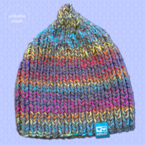 czapka tęczowa wełniana